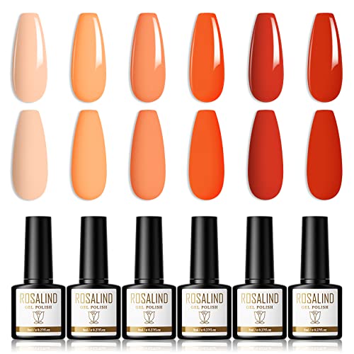 ROSALIND UV Nagellack Nude Rot Orange 6 Farben Gel Nagellack 8ml Shellac Nagellack UV LED Soak Off Gel Nail Polish Geeignet FüR AnfäNger, Nagelstudios von ROSALIND