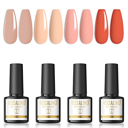 ROSALIND Uv Nagellack Pink Rosa Nude Rot UV LED Gel Nagellack 8ml Shellac Nagellack Gelnagellack Für UV Lampe Nail Polish FüR Gel-Nageldesigns Nagelstudio 4 Farben von ROSALIND