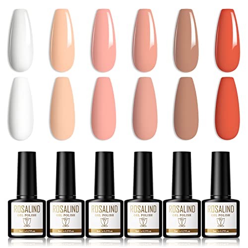 ROSALIND UV Nagellack Weiß Rosa Rot Shellac 6pcs 8ml Shellac Nagellack Gel Nagellack Set Nail Polish Gelnagellack Für Uv Lampe Geeignet FüR AnfäNger, Nagelstudios von ROSALIND
