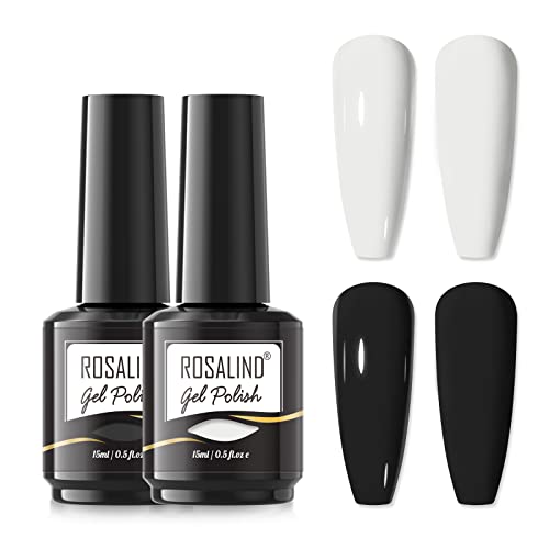 ROSALIND Weiß Schwarz Farbe UV Nagellack, Shellac Gellack UV 15ml Gel Nagellack, Shellac Set Gellack Nail Art Gelnagelset, Black White Color Gel Nail Polish 2pcs von ROSALIND