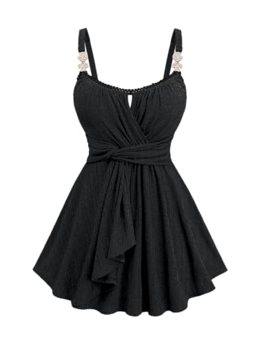 ROSE GAL Rosegal Damen-Tanktop in Übergröße, lässig, Sommer, ärmellos, fließendes Tanktop, Schwarz, Large Mehr von ROSE GAL