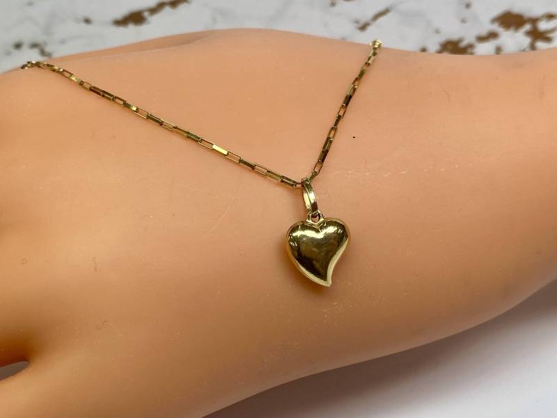 14K Gelbgold Puffy Herz Anhänger - Italien Charm von ROSECITYGIFT
