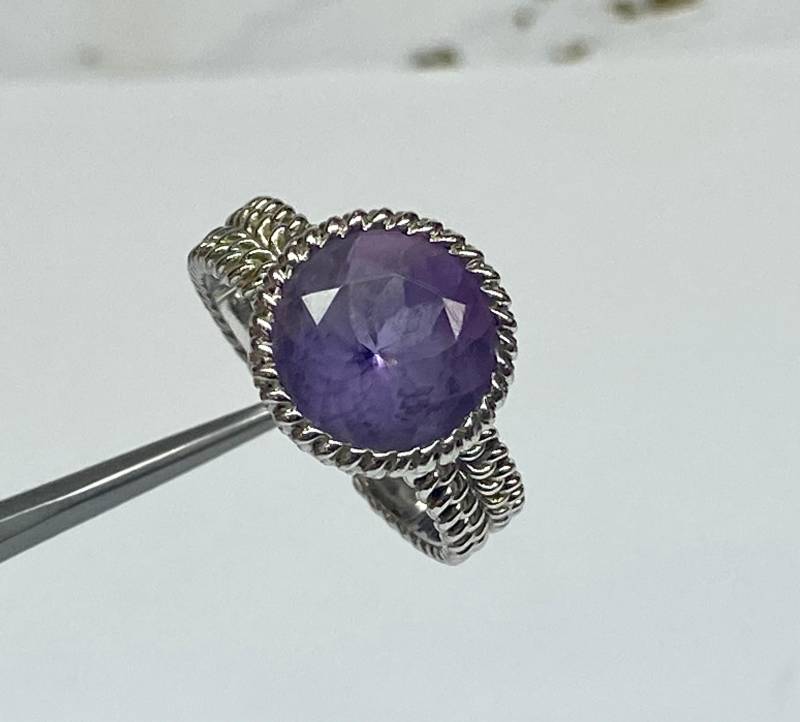 Schöner Mexiko 925 Sterling Silber Und Runder Amethyst Ring Größe 15 cm von ROSECITYGIFT