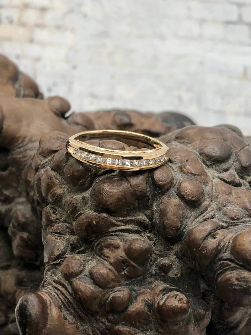 Vergoldeter 925 Sterling Silber Weiß Cz Stapelring von ROSECITYGIFT