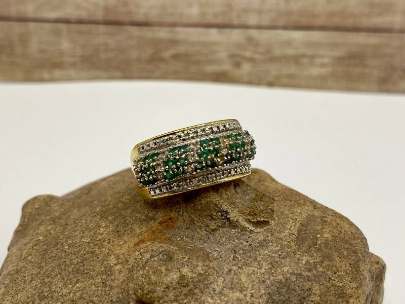 Vintage 925 Vergoldeter Serling Silber Cz Statment Ring Größe 9 von ROSECITYGIFT