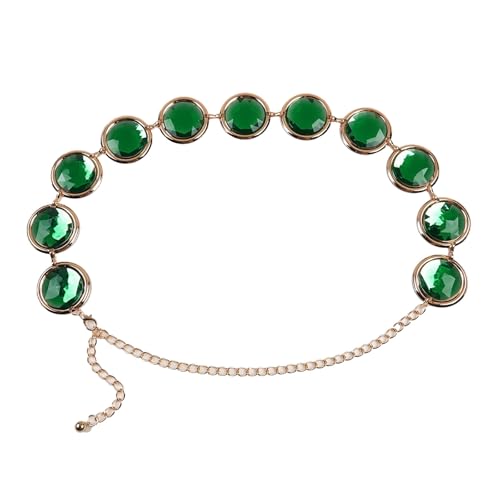 Damen-Hüftkette mit Strasssteinen, leichte Körperkette, Schmuck, mit Edelsteinen eingelegte Metallkette, geeignet for Partys und Strand(Groen) von ROSEEONNE