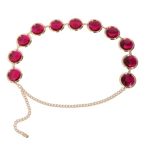 Damen-Hüftkette mit Strasssteinen, leichte Körperkette, Schmuck, mit Edelsteinen eingelegte Metallkette, geeignet for Partys und Strand(Red) von ROSEEONNE