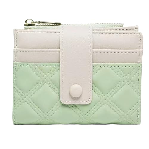 ROSEEONNE plånböcker Damen Leder Geldbörse Kleine Bifold Reißverschlusstasche Kartenetui Geldbörse mit Ausweisfenster Rhombus Form portmonnäer(Groen) von ROSEEONNE