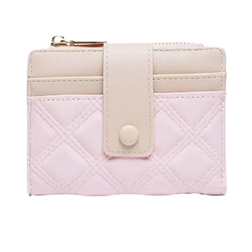 ROSEEONNE plånböcker Damen Leder Geldbörse Kleine Bifold Reißverschlusstasche Kartenetui Geldbörse mit Ausweisfenster Rhombus Form portmonnäer(Rose) von ROSEEONNE