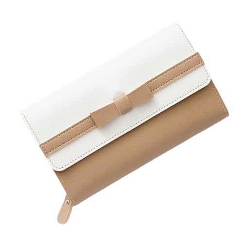 ROSEEONNE plånböcker Damen Leder Geldbörsen Schleife Knoten Kleine Frische Clutch Kartenhalter Damen Geldbörse Mit Reißverschlusstasche Compatible with Frauen portmonnäer(Beige) von ROSEEONNE