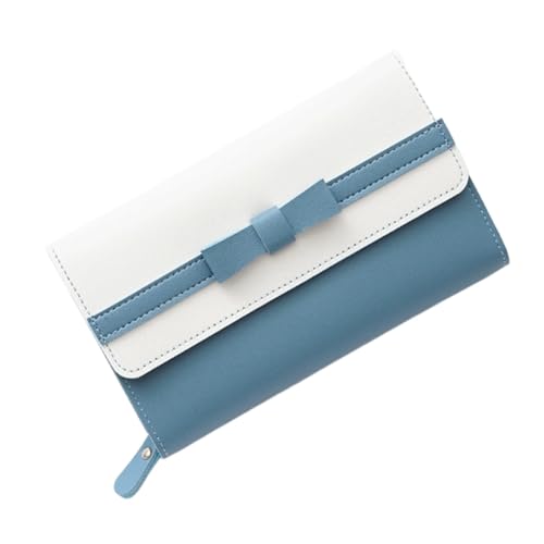 ROSEEONNE plånböcker Damen Leder Geldbörsen Schleife Knoten Kleine Frische Clutch Kartenhalter Damen Geldbörse Mit Reißverschlusstasche Compatible with Frauen portmonnäer(Bleu) von ROSEEONNE