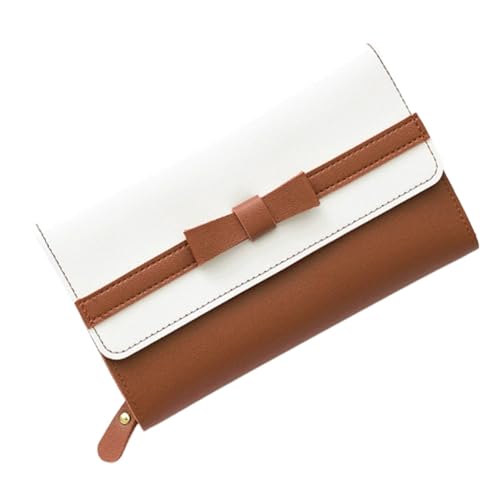 ROSEEONNE plånböcker Damen Leder Geldbörsen Schleife Knoten Kleine Frische Clutch Kartenhalter Damen Geldbörse Mit Reißverschlusstasche Compatible with Frauen portmonnäer(Bruin) von ROSEEONNE