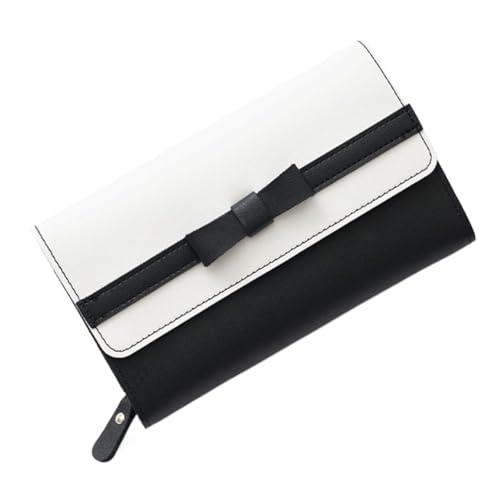 ROSEEONNE plånböcker Damen Leder Geldbörsen Schleife Knoten Kleine Frische Clutch Kartenhalter Damen Geldbörse Mit Reißverschlusstasche Compatible with Frauen portmonnäer(Svart) von ROSEEONNE