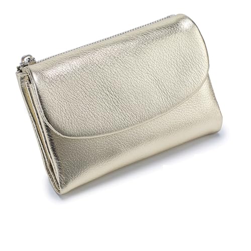 ROSEEONNE plånböcker Geldbörse aus Kieselleder, kompakte Vollnarbenleder mit Reißverschluss, Münzfach und Kartenhalter, schmale zweifach gefalteteCompatible with Männer und Frauen portmonnäer(Gold) von ROSEEONNE