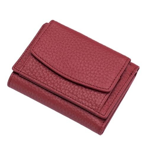 ROSEEONNE plånböcker RFID-blockierende Geldbörse aus echtem Leder, schmal, gegen Kreditkartenbetrug, Kartenhalter, Organizer, Faltbare Geldbörse Compatible with Damen und Herren portmonnäer(Wine red) von ROSEEONNE