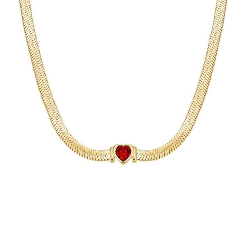 ROSEFIELD Kette mit Anhänger ROSEFIELD Halskette Snake Heart Choker Ruby Gold JNSRG-J1004 von ROSEFIELD