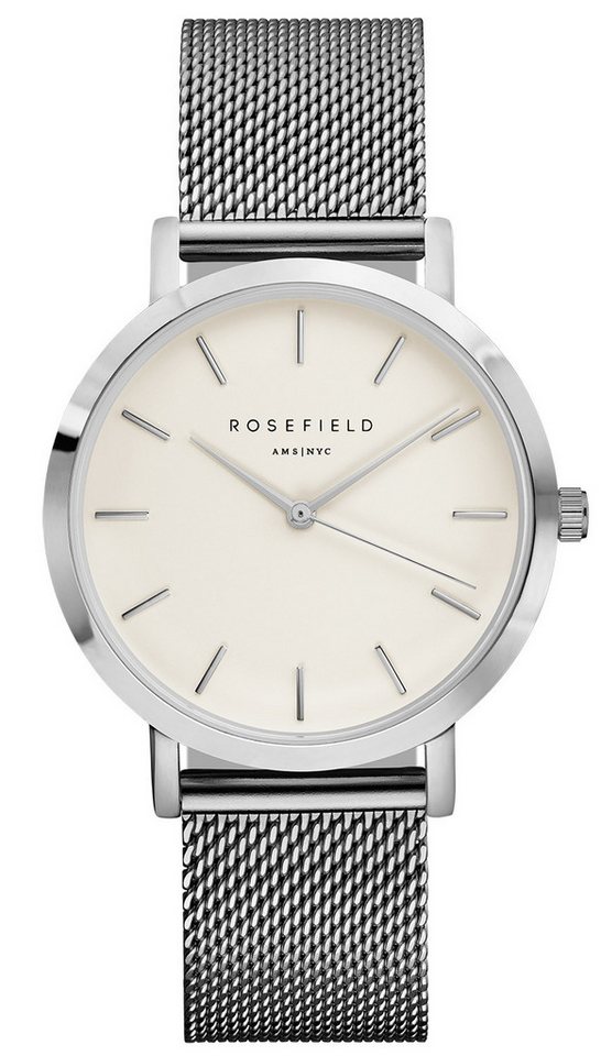ROSEFIELD Quarzuhr Armbanduhr Mercer Silberfarben mit Meshband von ROSEFIELD