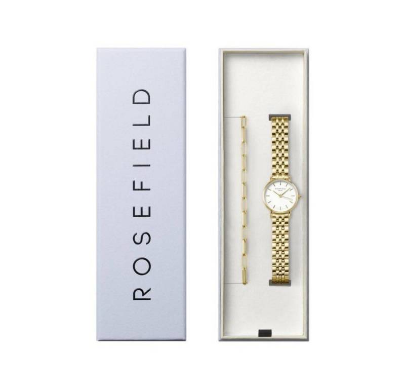 ROSEFIELD Quarzuhr ROSEFIELD Damen Set Uhr Small Edit White Gold + Hammered Chainlink Arm von ROSEFIELD