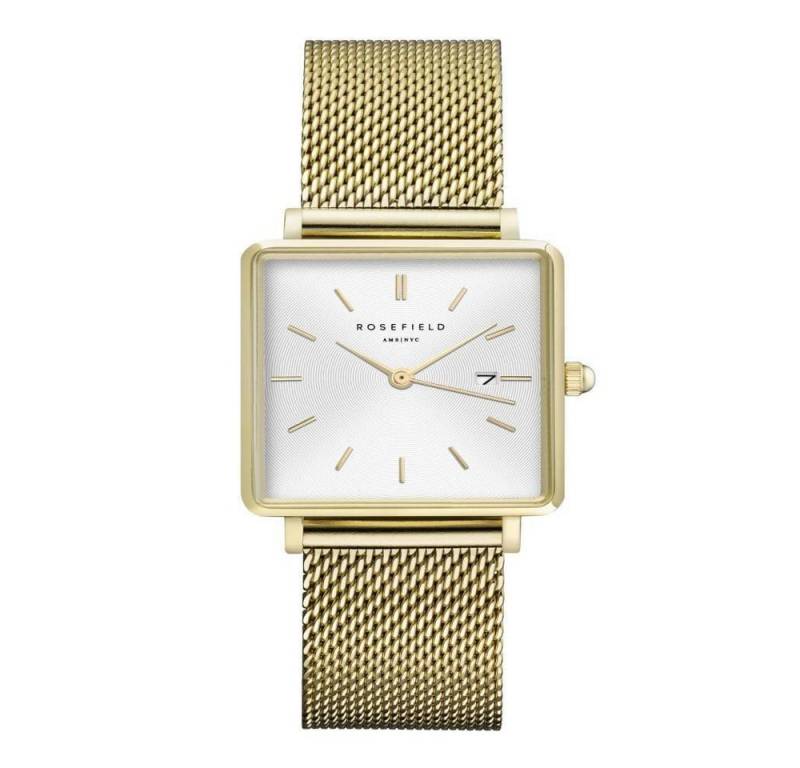 ROSEFIELD Quarzuhr ROSEFIELD Damenuhr Boxy Mesh Gold eckig QWSG-Q03 von ROSEFIELD