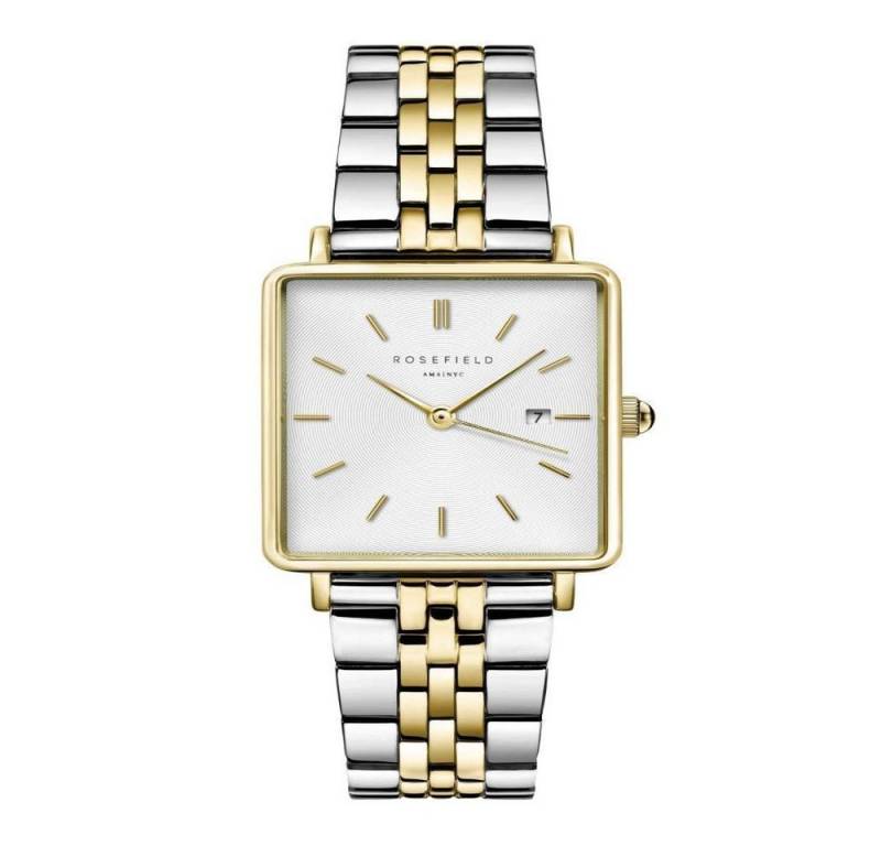 ROSEFIELD Quarzuhr ROSEFIELD Damenuhr Boxy Silber Gold Bicolor eckig QVSGD-Q013 von ROSEFIELD