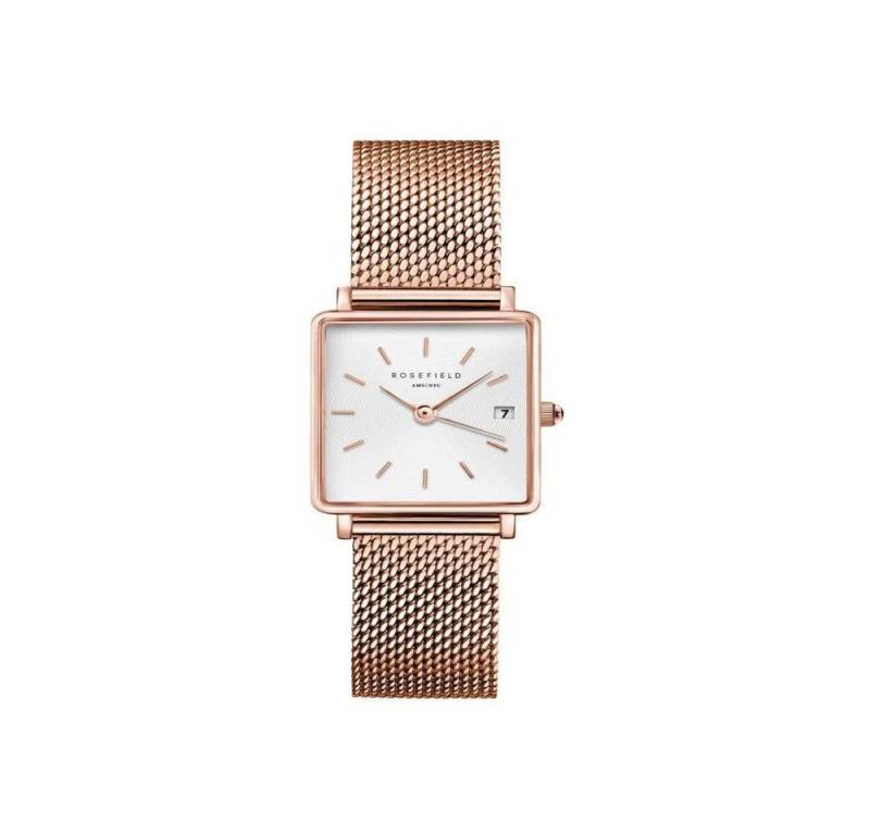 ROSEFIELD Quarzuhr ROSEFIELD Damenuhr Boxy XS Mesh Rosegold eckig QMWMRG-Q040 von ROSEFIELD