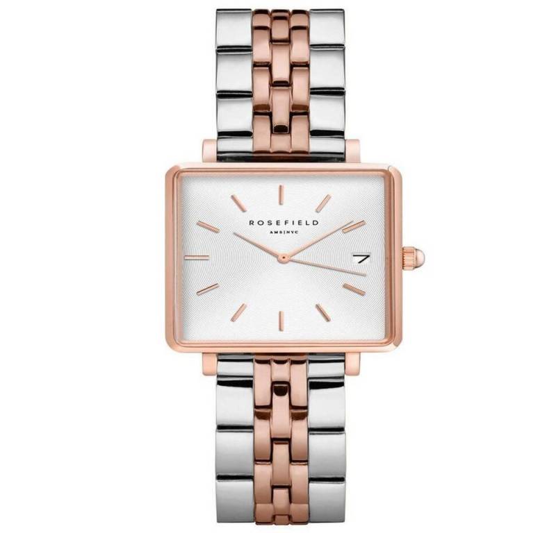 ROSEFIELD Quarzuhr ROSEFIELD Damenuhr Boxy XS Silber Rosegold Bicolor eckig QMWSSR-Q024 von ROSEFIELD