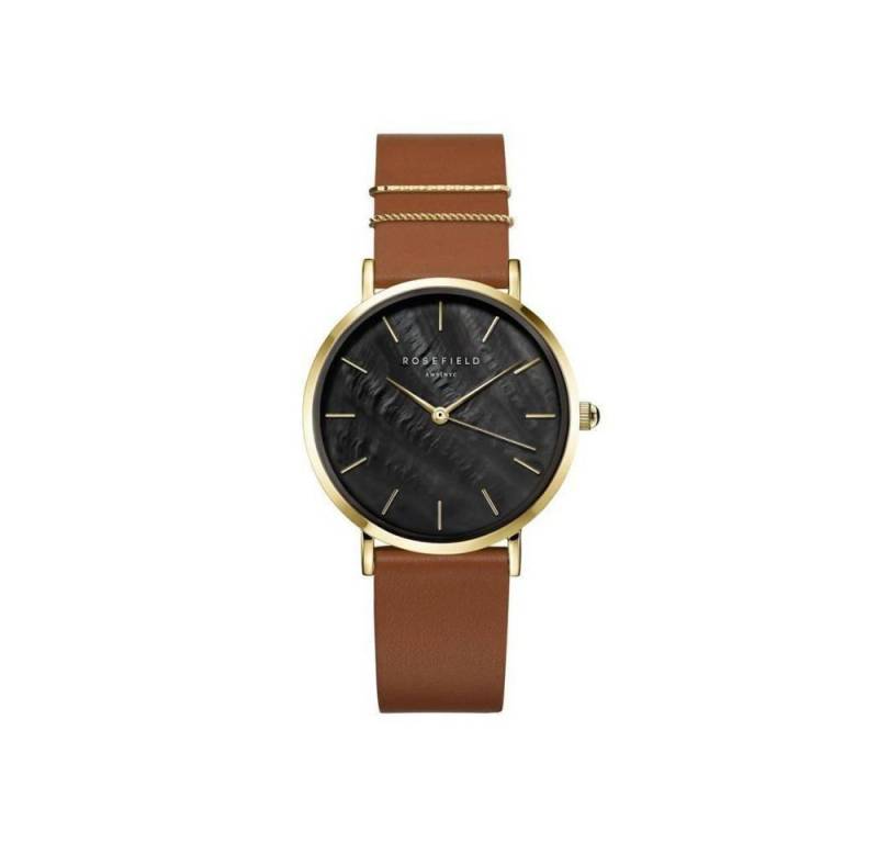 ROSEFIELD Quarzuhr ROSEFIELD Damenuhr West Village Braun Perlmutt Schwarz Gold Leder WBCL von ROSEFIELD