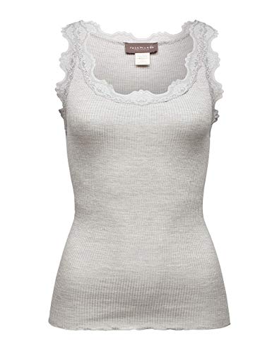 ROSEMUNDE Seidentop Babette mit Spitzenbesatz L Light-Grey-Melange von ROSEMUNDE