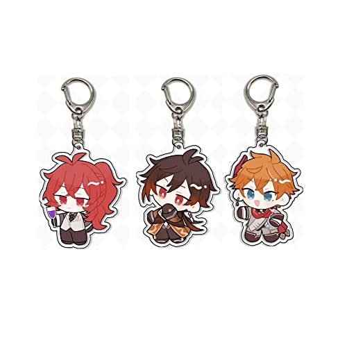 ROSETOR 3 x Schlüsselanhänger, Anime-Schlüsselanhänger, niedlicher Acryl-Schlüsselanhänger, Spielfigur, Cosplay, Schlüsselanhänger, Zubehör, weiß, One size von ROSETOR