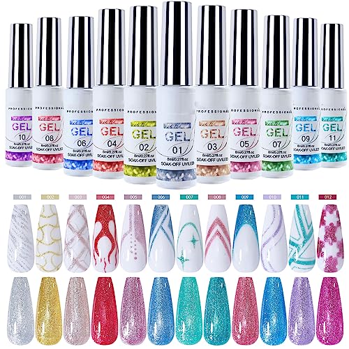 12pcs Semi-Permanent Nail Polish, Semi-Permanent Nail Polish, Gel Nail Polish, Nail Art Manicure Kit, Nail Art Manicure Set, 8ml von ROSPRETTY