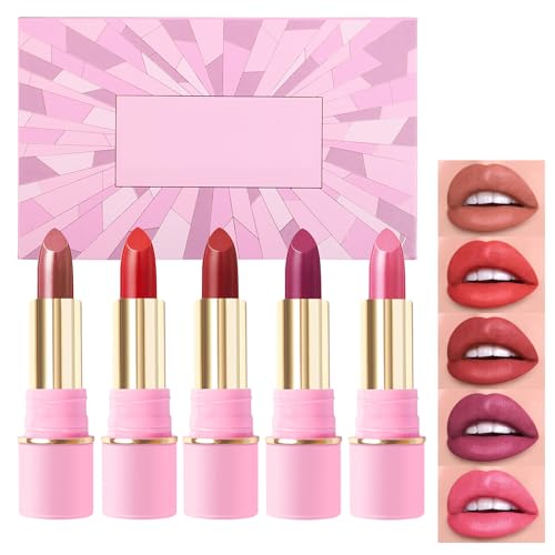 5PCS Matte Lipstick Lip Gloss Makeup Set, Long Lasting 3D Gloss, Lipstick, Waterproof Lipstick, Non-Stick Makeup Set, B von ROSPRETTY