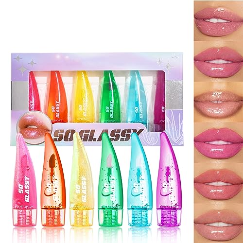 6 Pack Lip Oil Set, Magic Temperature Colour Changing Lip Gloss, Plumping Lip Oil, Transparent Lip Oil, Lipstick Colour Changing Lipstick Waterproof Temperature, 4ml/pc von ROSPRETTY