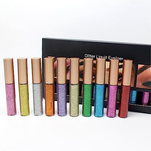 Eyeshadow Pencil, 10pcs Glitter Glitter Liquid Eyeshadow Starry Sequins, Eyeshadow Pencil Set von ROSPRETTY