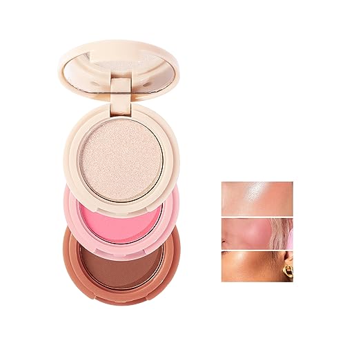 Illuminator Makeup Powder Palette, Illuminator Face Powder, 3 in 1 Eyeshadow Palette, Long Lasting Sweat Resistant Shimmer, 1 von ROSPRETTY