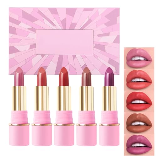 Lipstick, 5PCS Matte Lipstick Lip Gloss Makeup Set, Long Lasting 3D Gloss, Waterproof Lipstick, Non-Stick Makeup Set, A von ROSPRETTY