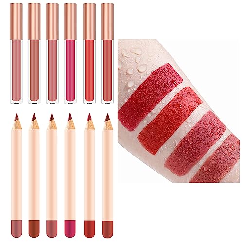 Lipstick, 6pc Lipstick + 6pc Lip Pencil, Lipstick, Lipstick, Non-Stick Makeup Set, 6 Matte Lipstick Long Lasting Lipstick Colors von ROSPRETTY