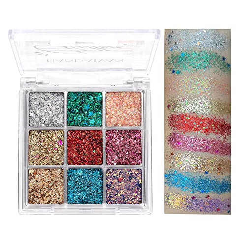 Liquid Eyeshadow Diamond Glitter Mermaid Eyeshadow with Sequins, Makeup Eyeshadow Palette Cosmetics, 9 Colours Shadow Palette, Water Resistant, #3 von ROSPRETTY