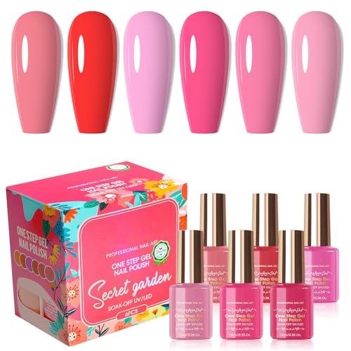 One Step Nagellack Set 6pcs 3-in-1 Nail Polish Home Professionelle Maniküre One Step U-V Gel Nail Polish Gel Semipermanent 15ML One Step Nagellack 3 in 1 010 von ROSPRETTY