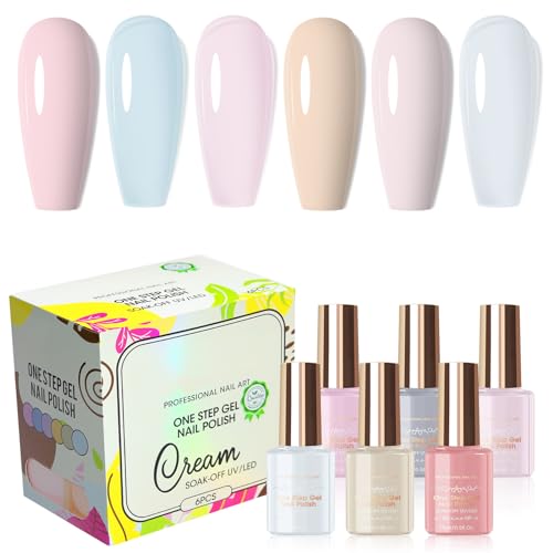 One Step Nagellack Set 6pcs 3 in 1 One Step Gel Semipermanent 15ml One Step Nagellack 3 in 1 Nagellack One Step U-V Gel Nail Polish für Zuhause und professionelle Maniküre 08 von ROSPRETTY