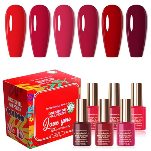 One Step U-V Gel Nail Polish, One Step Nagellack 3 in 1 Set 6pcs 3 in 1 One Step Nagellack für Zuhause und professionelle Maniküre Semipermanentes Gel 15ML 03 von ROSPRETTY