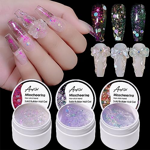 Solid Nail Extension Gel, Extension Gel Kit Gel Nail Polish Semi-Permanent Nail Polish, 3pcs Nail Builder Gel for Beginners and Professionals von ROSPRETTY