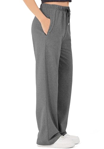 ROSS CAMP Jogginghose Damen - Baumwolle Sporthose Lang, Traininghose Laufhosen Bequeme Jogger, Sweatpants Weites Bein mit elastischem Bund Yogahose - Ant S von ROSS CAMP
