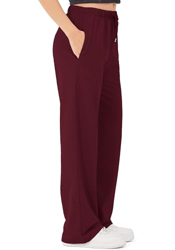 ROSS CAMP Jogginghose Damen - Baumwolle Sporthose Lang, Traininghose Laufhosen Bequeme Jogger, Sweatpants Weites Bein mit elastischem Bund Yogahose - Bordeaux S von ROSS CAMP