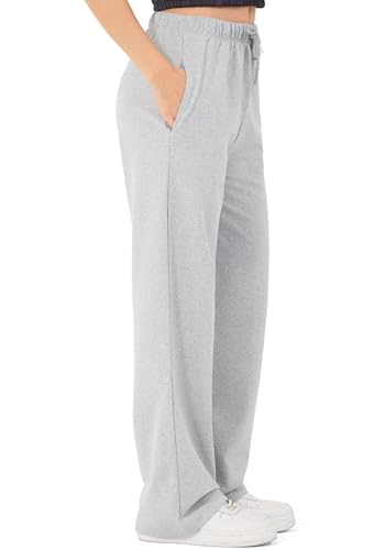 ROSS CAMP Jogginghose Damen - Baumwolle Sporthose Lang, Traininghose Laufhosen Bequeme Jogger, Sweatpants Weites Bein mit elastischem Bund Yogahose - Grau XL von ROSS CAMP