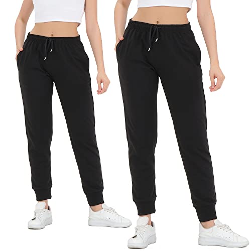 ROSS CAMP Jogginghose Damen - Sporthose Frauen Baumwolle, Trainingshose Fitness High Waist, Sweatpants Slim Fit Freizeithose Lang, Jogging Hose Laufhosen Modern 2erPack Sch/L von ROSS CAMP