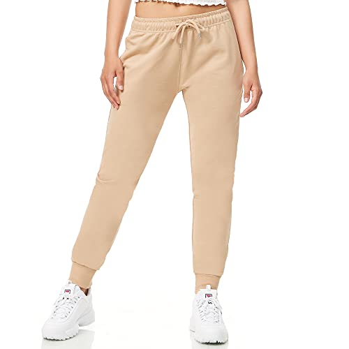 ROSS CAMP Jogginghose Damen - Sporthose Frauen Baumwolle, Trainingshose Fitness High Waist, Sweatpants Slim Fit Freizeithose Lang, Jogging Hose Laufhosen Modern Mädchen Beige/XL von ROSS CAMP