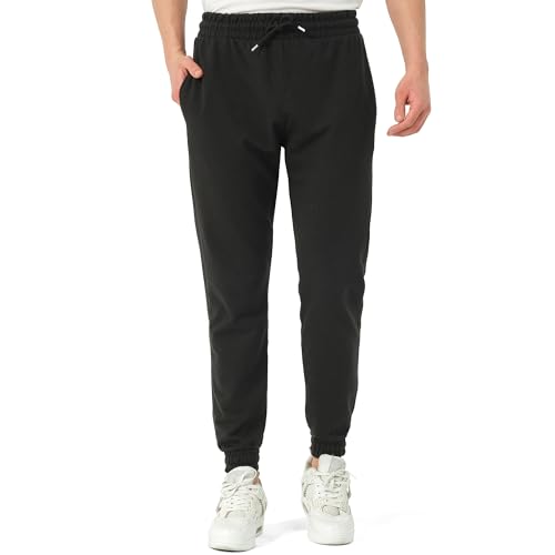 ROSS CAMP Jogginghose Herren – Sporthose mit Gummibund Herren Lang Baumwolle, Freizeithose Trainingshose, Sport Hosen Männer, Sweatpants Jogger, Laufhose Baumwoll Breite Modern (Schwarz, L) von ROSS CAMP