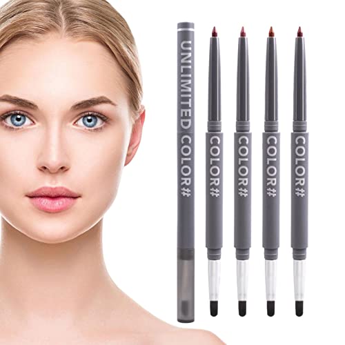 Matter Lippenstift, Stay On Matte Lip Liner Langanhaltender Bleistift 4 Stück - Set mit Doppelkopf-Lippenstiften mit klassischen Farben für tägliche Make-up-Geschenke für Frauen Rossev von ROSSEV