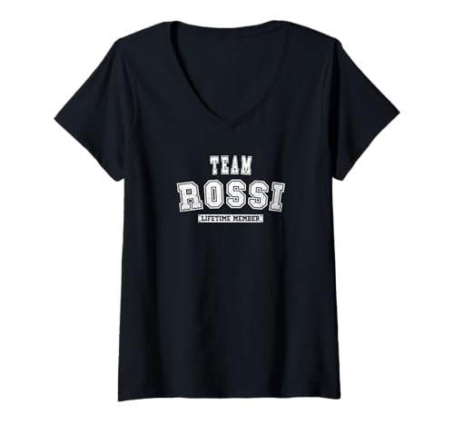 Damen Team Rossi Lifetime Member Family Nachname T-Shirt mit V-Ausschnitt Damen Team Rossi Lifetime Member Family Nachname T-Shirt mit V-Ausschnitt von ROSSI Family Apparel