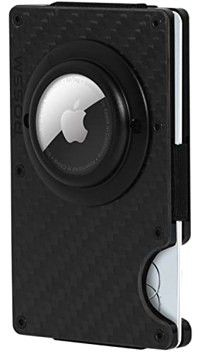 ROSSM Airtag Geldbörse mit RFID-Schutz - Kartenetui Herren aus Kohlefaser und Metall mit Geldklammer und Gummiband - RFID Geldbeutel Herren- Slim Wallet for Men von ROSSM